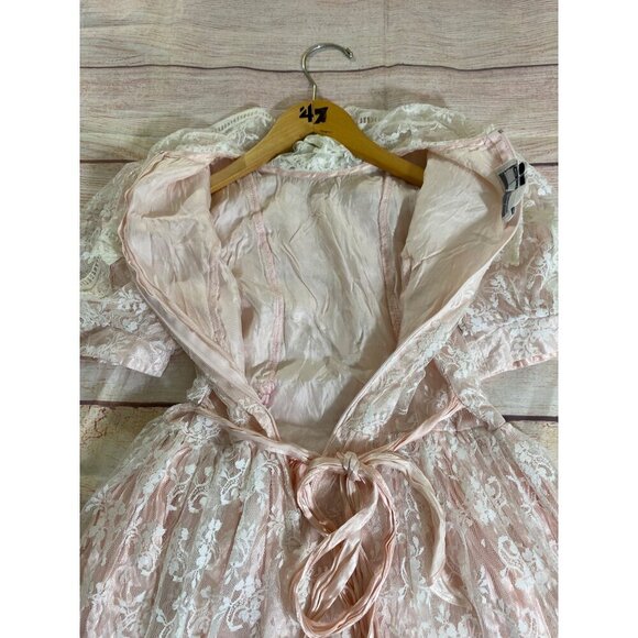 Vintage 80's Jessica McClintock Blush Pink Lace Short Sleeve Youth Dress - 8 - Picture 13 of 13